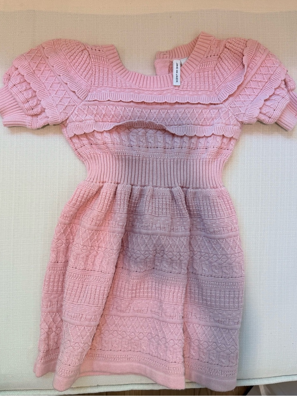 Janie and Jack Pink Knit Ruffle Cable Dress for Kids